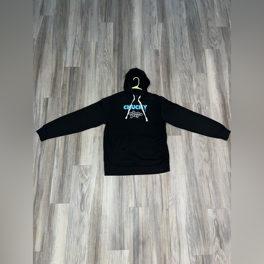 Chucky Black Hoodie with Blue Graphic